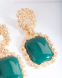 Green Gold Textured Rectangle Earrings - link has visual effect only