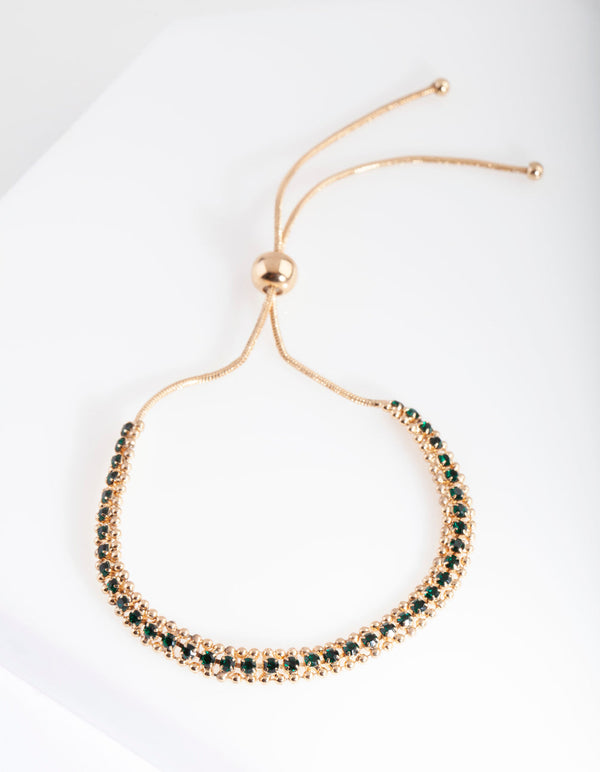 Gold Emerald Toggle Bracelet