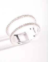 Silver Cubic Zirconia Double Band Ring - link has visual effect only