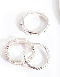 Silver Diamante Chain Ring Stack - link has visual effect only