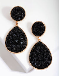 Black Embellished Teardrop Earrings - link has visual effect only