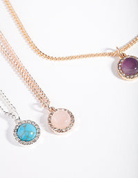 Mixed Metal Diamante Semi Precious Necklace Pack - link has visual effect only