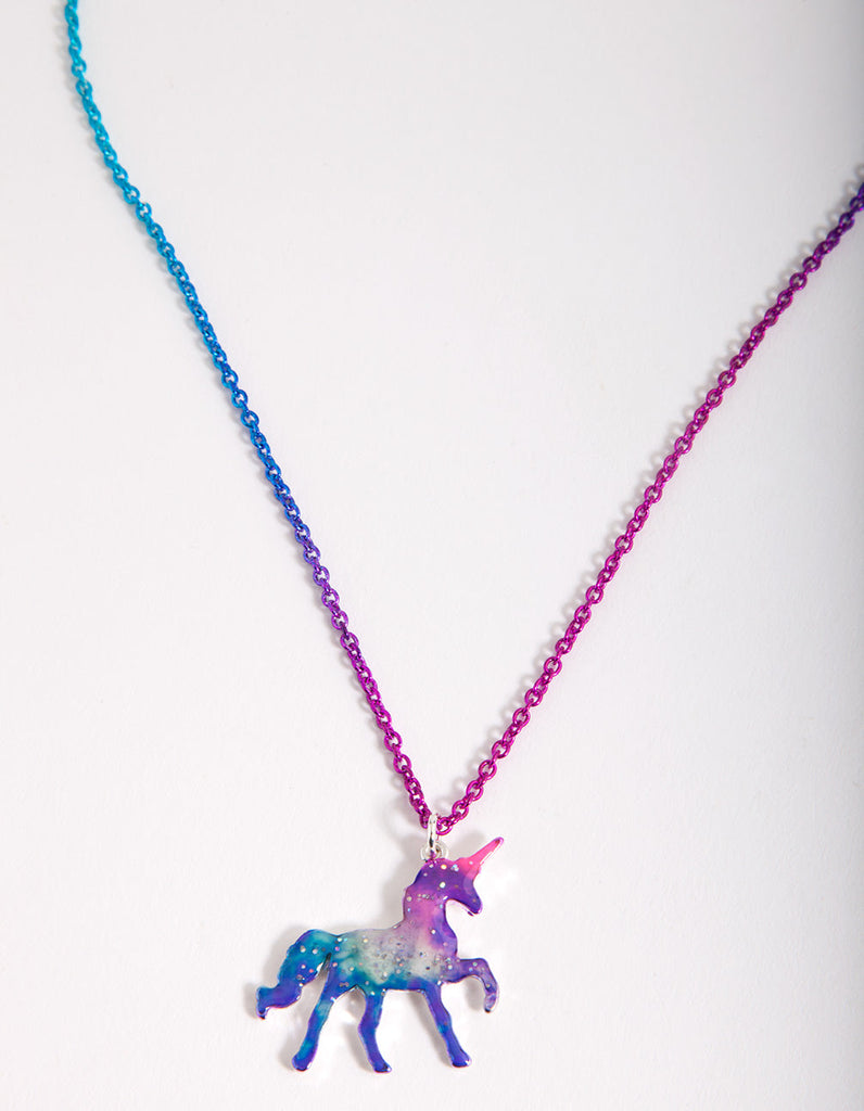 Kids Ombre Rainbow Chain Unicorn Necklace