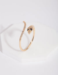 Gold Cubic Zirconia Wrap Snake Ring - link has visual effect only