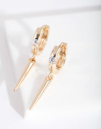 Gold Diamante Spike Huggie Earrings - link has visual effect only