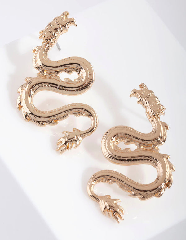 Mini Gold Spiked Dragon Earrings