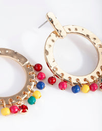 Gold Multicoloured Bead Round Drop Earrings - link has visual effect only