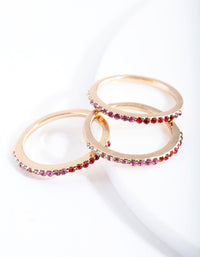 Tones of Red Ombre Diamante Ring Pack - link has visual effect only