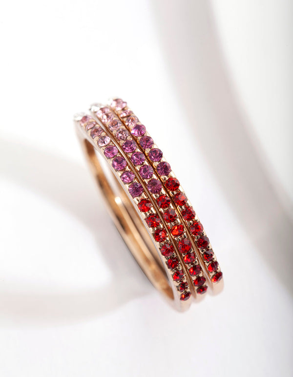 Tones of Red Ombre Diamante Ring Pack