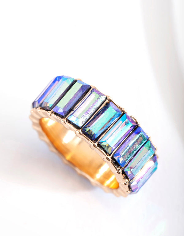 Gold Aurora Borealis Baguette Band Ring