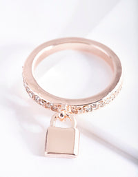 Rose Gold Diamante Band Padlock Ring - link has visual effect only