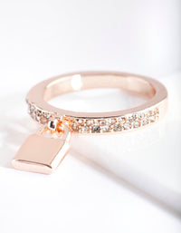 Rose Gold Diamante Band Padlock Ring - link has visual effect only