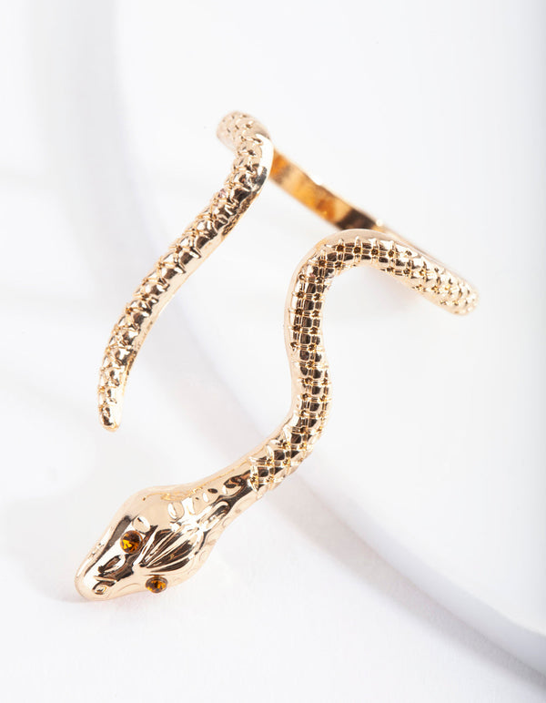 Gold Etched Snake Ring