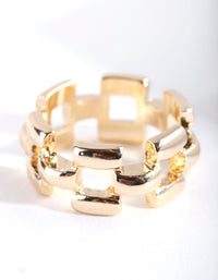Gold Woven Chain Ring - link has visual effect only