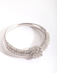 Rhodium Cubic Zirconia Barbell Ring - link has visual effect only