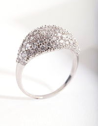 Silver Cubic Zirconia Pave Dome Ring - link has visual effect only