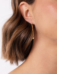 Gold Plated Sterling Silver Star Thread Through Earrings - link has visual effect only