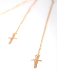 Gold Plated Sterling Silver Cross Thread Through Earrings - link has visual effect only