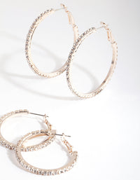 Mixed Size Rose Gold Diamante Hoop Pack - link has visual effect only