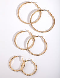 Mixed Size Gold Diamante Hoop Pack - link has visual effect only