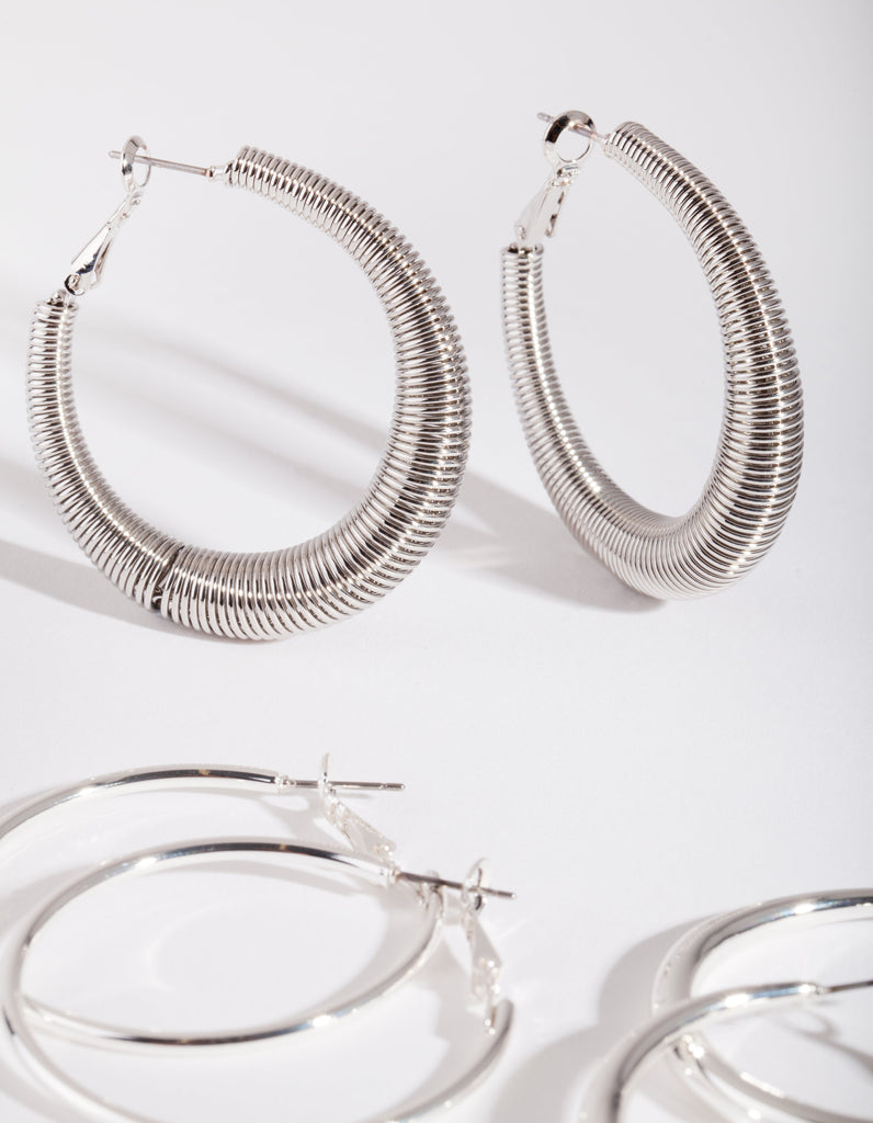 Silver Thick Hoop Pack
