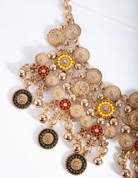Antique Gold Bohemian Disc Statement Necklace - link has visual effect only
