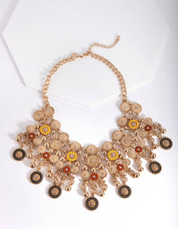 Antique Gold Bohemian Disc Statement Necklace - link has visual effect only