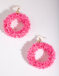 Pink Flower Wreath Drop Earrings - link has visual effect only
