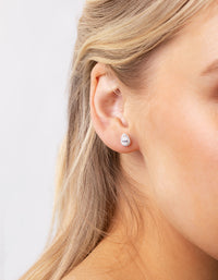Silver Cubic Zirconia Teardrop Halo Stud Earrings - link has visual effect only