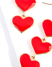 Gold Triple Enamel Heart Earring - link has visual effect only