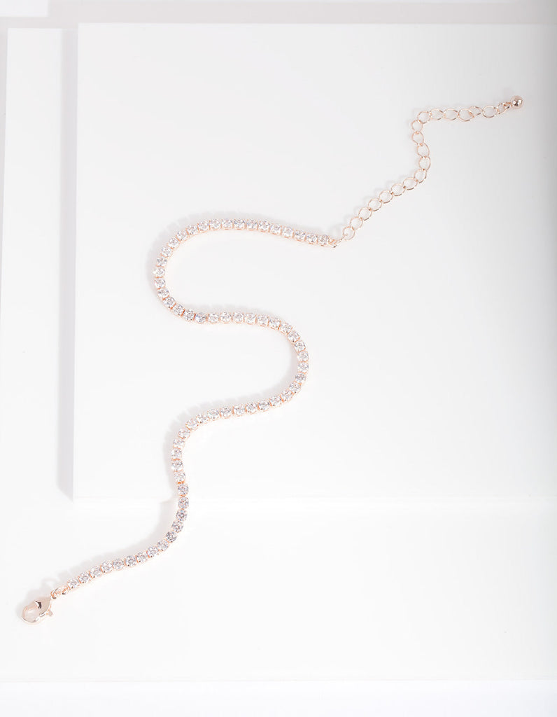 Rose Gold Cubic Zirconia Cupchain Anklet