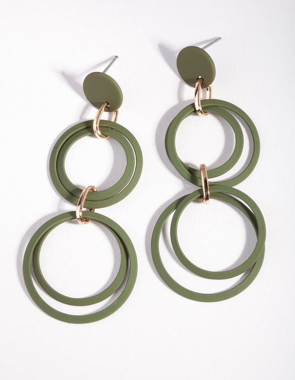 Green Rubber Loop Earrings