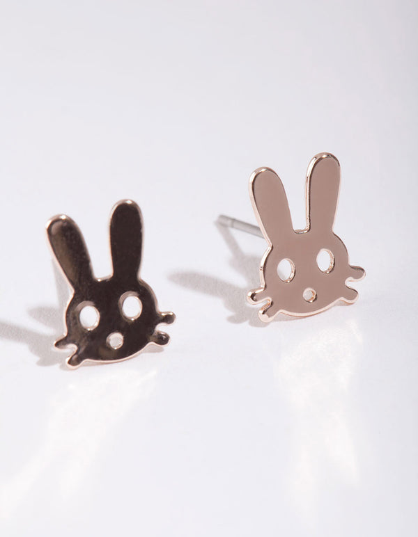 Rose Gold Bunny Stud Earrings