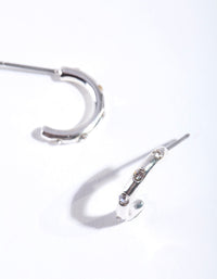 Silver Simple Diamante Half Hoop Earrings - link has visual effect only