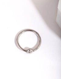 Rhodium Plain Bead Belly Clicker Ring - link has visual effect only