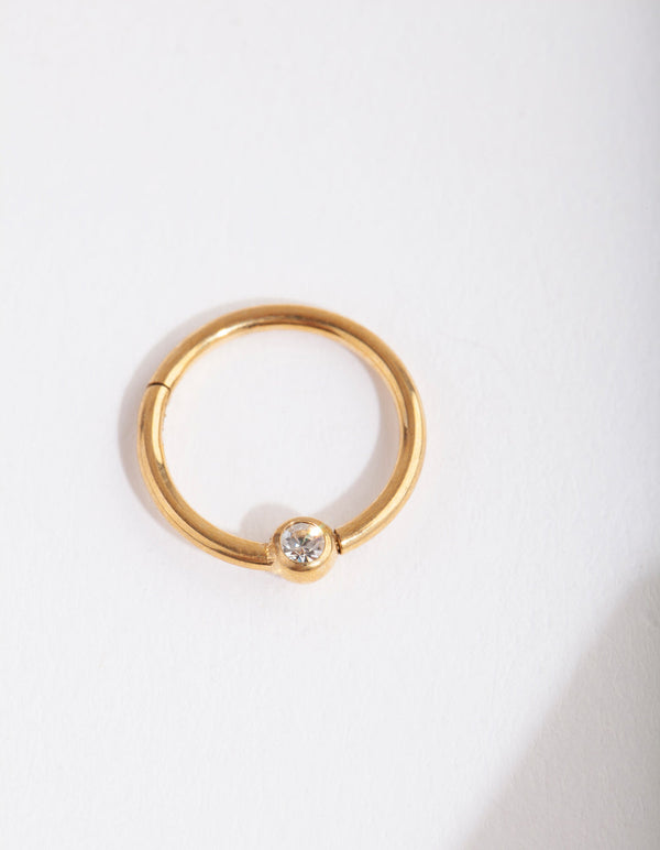 Gold Diamante Belly Clicker Ring
