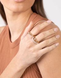 Gold Pearl & Diamante Mix Ring 7-Pack - link has visual effect only