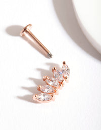 Rose Gold Surgical Steel Cubic Zirconia Marquise Fan Flat Back Earring - link has visual effect only