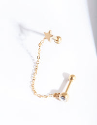 Gold Star & Diamante Chian Barbell Earrings - link has visual effect only