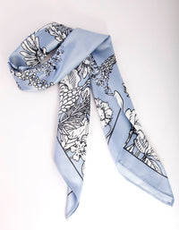 Light Blue Floral Bandana Hair Scarf - link has visual effect only