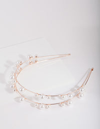 Rose Gold Double Pearl Row Headband - link has visual effect only