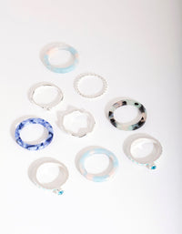 Silver Blue Marble Ring 9-Pack - link has visual effect only