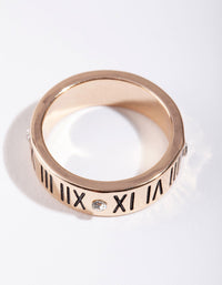 Gold Roman Numeral & Diamante Ring - link has visual effect only