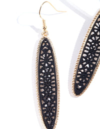 Shiny Gold Thin Oval Drop Earrings - link has visual effect only
