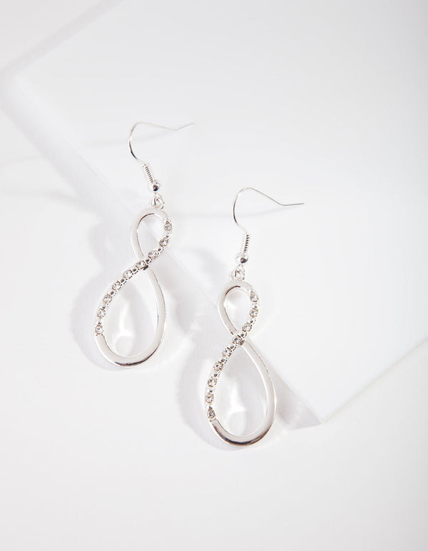 Silver Diamante Infinity Drop Earrings
