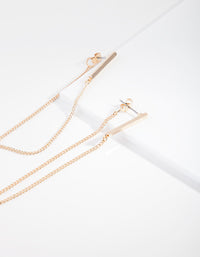 Gold Bar Wrap Chain Earrings - link has visual effect only