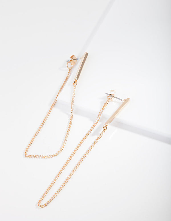 Gold Bar Wrap Chain Earrings