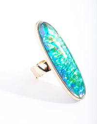 Gold Long Oval Foil Stone Ring - link has visual effect only