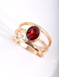 Gold Triple Band Diamante Ring - link has visual effect only