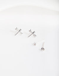 Silver Diamante & Dragonfly Earring Pack - link has visual effect only